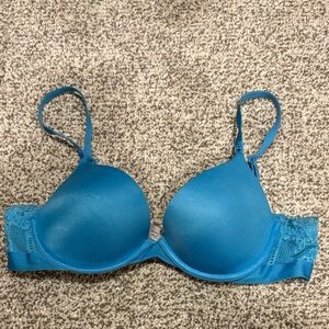 Victoria's Secret Smooth Teal Blue Lace-Trim Bra